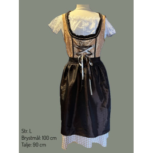 Brun tyroler kjole str. L, dirndl, bier kjole