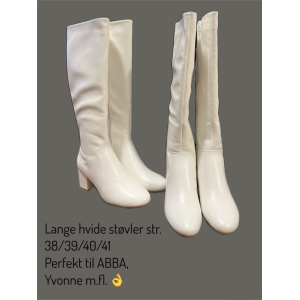 Lange hvide støvler, perfekt til dit 60'er 70'er outfit, eller ABBA